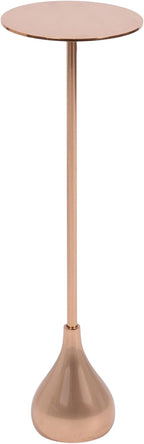 Kate and Laurel Hersi Decorative Modern Pedestal Drink Table, 7 x 7 x 20, Rose Gold, Cast Aluminum Mini Table with Teardrop Base for Use as Small Plant Stand or Living Room Martini Table