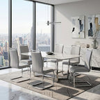 gopop Dining Chairs Set of 6, Faux Leather with Plated Chrome Metal Frame, Modern Kitchen Chairs with Padded Seat High Back for Dining Room, Kitchen, Living Room