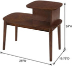 Furnifact Brown Chairside End Table, 2 Tier Shelves, Mid-Century Style Solid Wood Legs, Durable Veneer Finish, Modern Living Room Accent