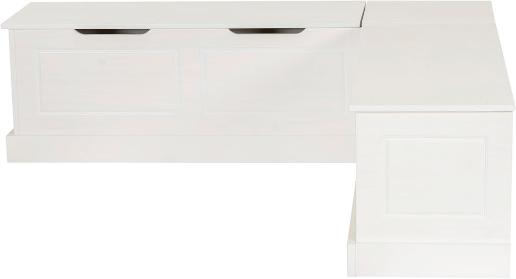 Linon Harris White Solid Pine Backless Nook with Interior Storage