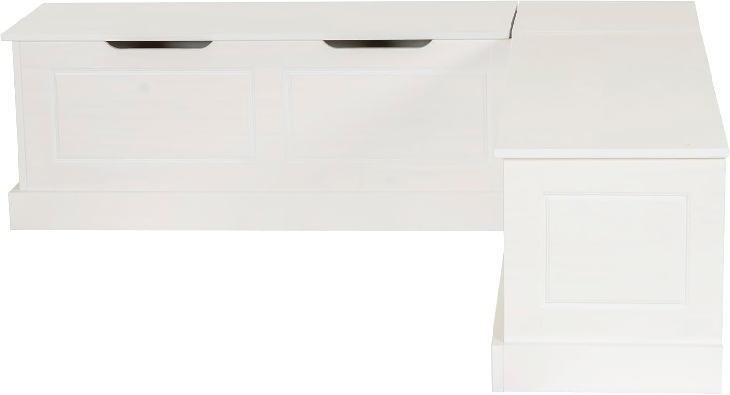 Linon Harris White Solid Pine Backless Nook with Interior Storage