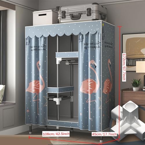 Canvas Wardrobe,Four-Column Portable Wardrobes for Bedroom,Closet Organizers 108 * 45 * 172 Cm New Base Design Fabric Wardrobe,Large Storage Space Foldable Wardrobe,Grey