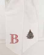 Monogram Christmas Wreath Sash: Embroidered Christmas Tree Design, Christmas Decor (Christmas Tree)
