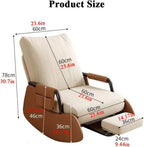 Rocking Chair Nursery Upholstered Leisure Recliner Chairs Back Adjustable,Living Room Accent Chair for Relax Napping Lazy Sofa Chairs(Beige+Black,Without)