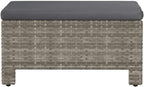 Patio Ottoman Outdoor Wicker Footstool, Garden Footrest with Dark Grey Cushion, Poly Rattan Modular Furniture Foot Rest for Backyard, 22.4 x 22.4 x 11 Inches