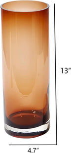 13" H Amber Flower Vase,4.85lb Large Glass Vases for Home Decoration, Noble Gray Vase for Flower Luxury Decor