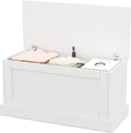 LOKO 35.5” Storage Chest, Lift Top Storage Box with Metal Hinges, Wooden Storage Bench with Safety Hydraulic Strut, Large Modern Storage Trunk for Living Room, Bedroom, Entryway (White)