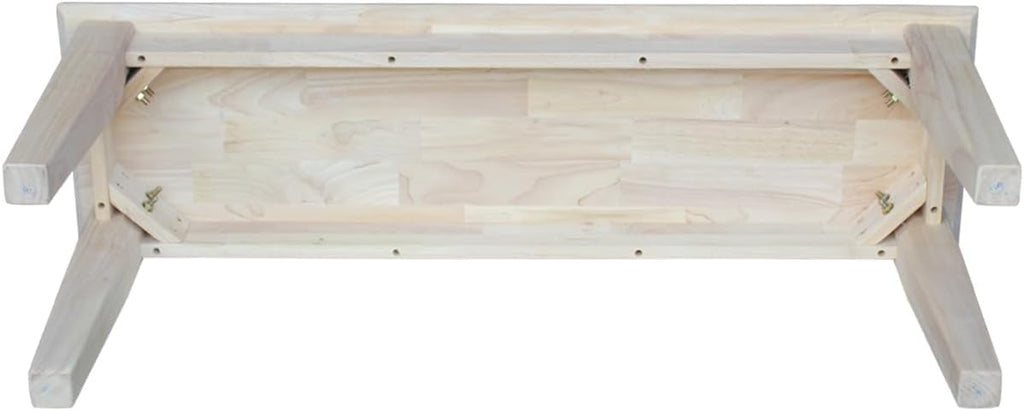 International Concepts Shaker Style Bench, 47-Inch Wide, Solid Parawood, Unfinished