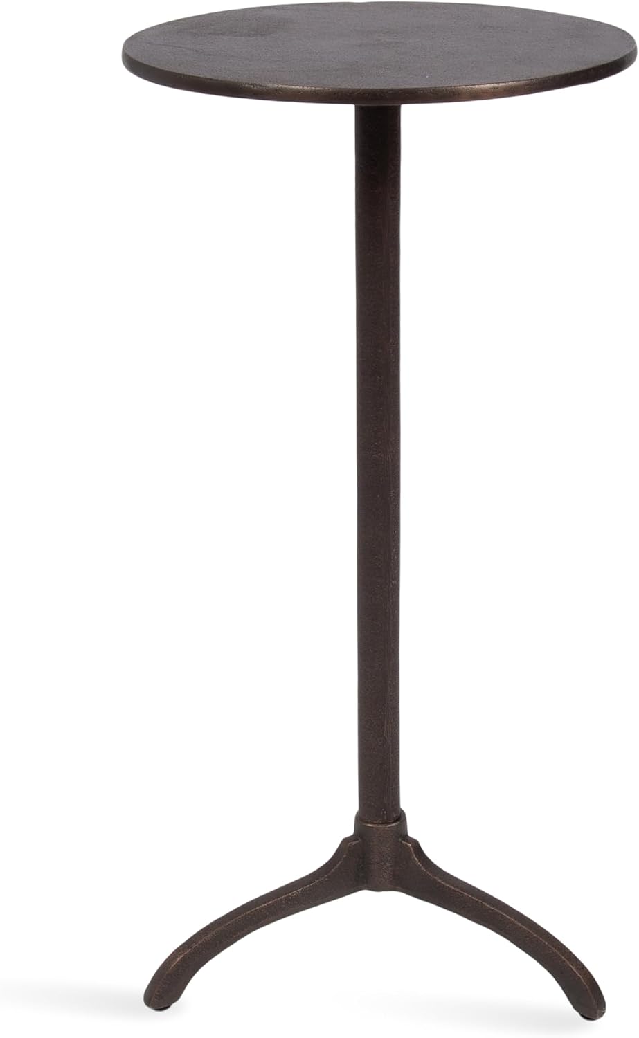 Kate and Laurel Henshall Mid-Century Metal Round Side Table, 12 x 12 x 24, Bronze, Sand Cast Aluminum Sculptural Indoor Plant Stand with Tripod Base for Use as End Table or Bedroom Nightstand