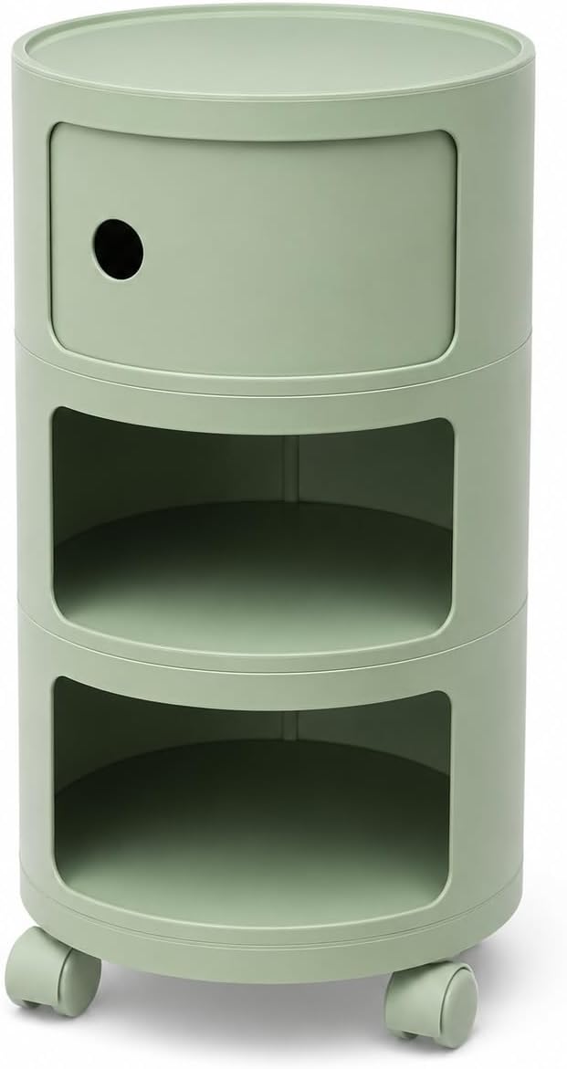 3 Tier Rounded Cabinet,Round Nightstand Detachable End Table with Storage Lightweight Side Table Storage for Living Room Bedroom Bathroom Kitchen