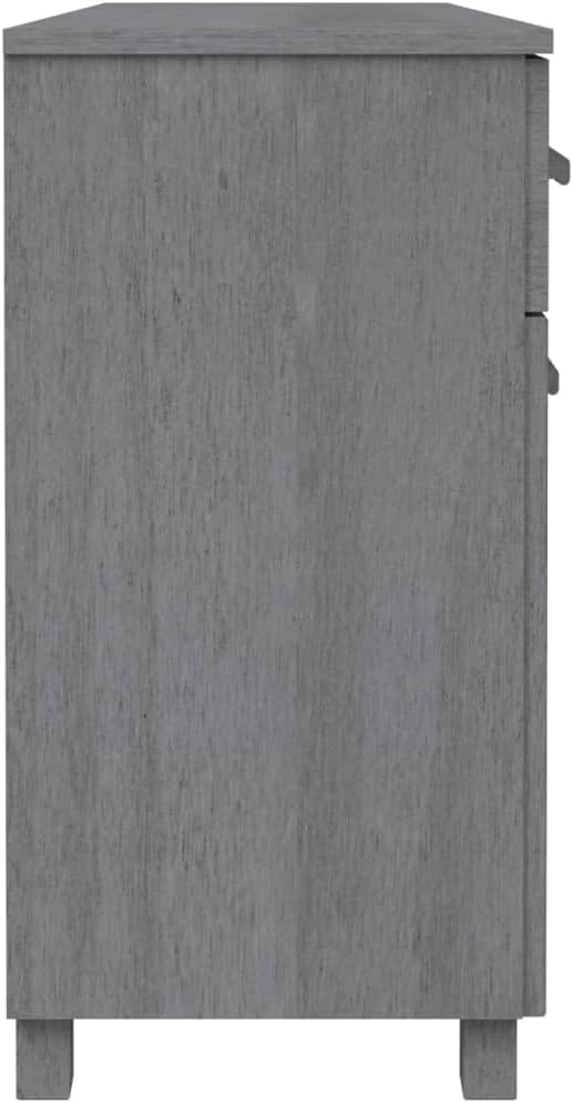 Dark Grey Solid Pine Wood Sideboard with 3 Drawers, MDF Medium Buffet Cabinet for Dining Room and Living Room Storage, Modern Traditional Design, Durable Furniture