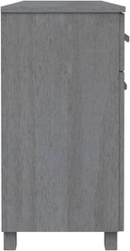 Dark Grey Solid Pine Wood Sideboard with 3 Drawers, MDF Medium Buffet Cabinet for Dining Room and Living Room Storage, Modern Traditional Design, Durable Furniture