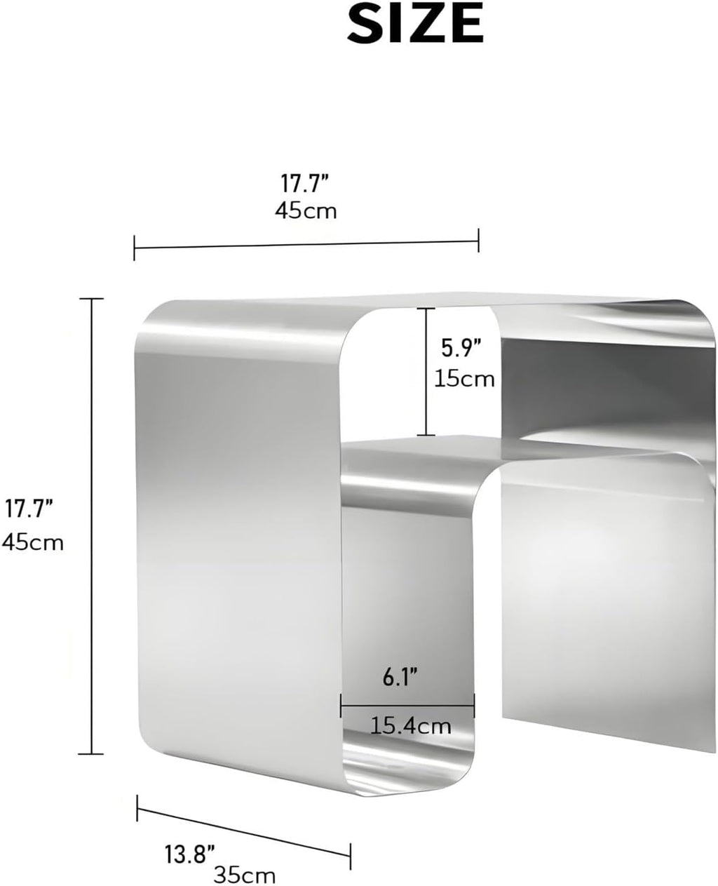 Modern Stainless Steel Side Table, Silver Metal End Table Elegant Minimalist Nightstand and Sofa Table Small Coffee Table for Bedroom Desktop Bookshelf Magazine Rack Multi-Functional Organizer(2mm)