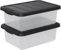 2-Pack 14 Quart Clear Plastic Latching Storage Box, Heavy-Duty Organizing Containers for Closet, Bedroom, Office
