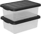 2-Pack 14 Quart Clear Plastic Latching Storage Box, Heavy-Duty Organizing Containers for Closet, Bedroom, Office