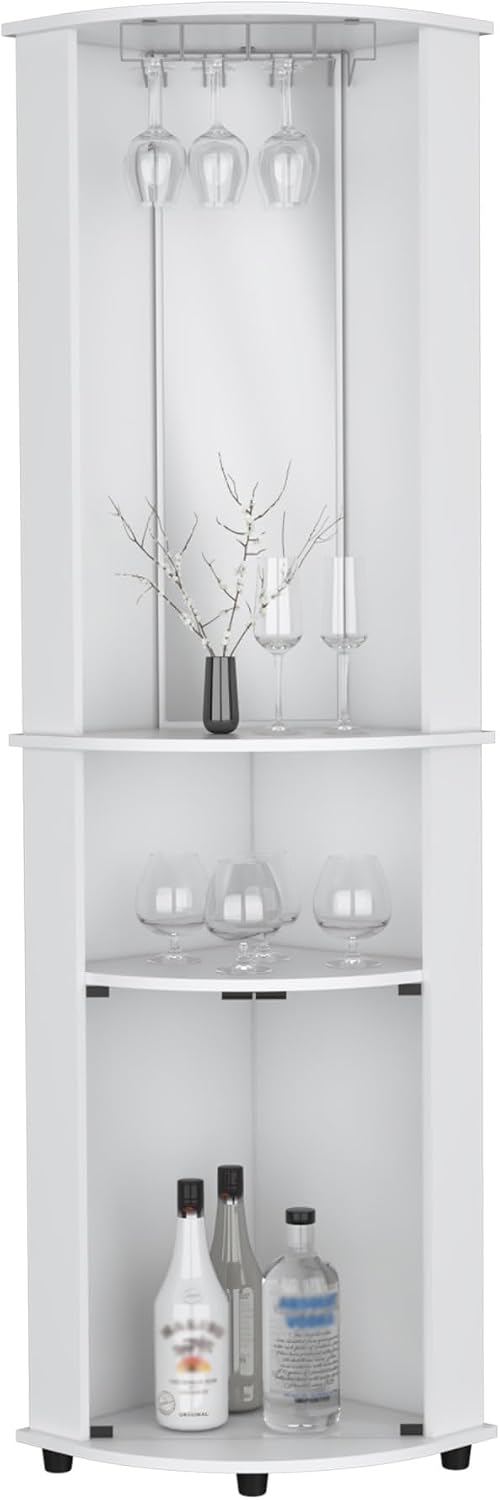 Corner Cabinet Unit with Wine Glass Rack and Lower Cabinet, Pantry Sideboard for Kitchen Hallway,for Kitchen Home