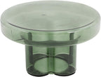 Round Glass End Table, Modern Floral Base Coffee Table Small Accent Side Table for Living Room Bedroom Office 15" or 22" Tabletop
