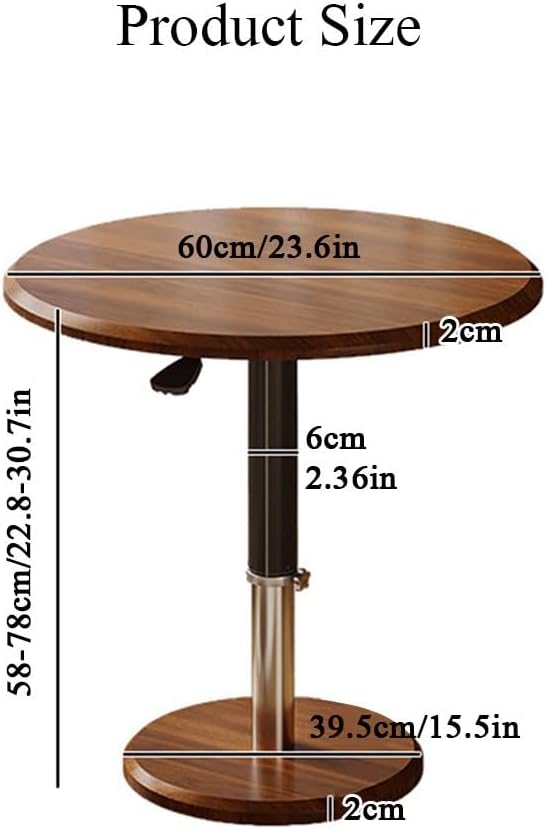 YCKEGEW TV Tray Side Table for Couch,360° Swivel Adjustable Height End Table Laptop Desk Round Snack Table for Sofa, Bed or Chair, Accent Pedestal Table(White Leather)