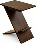 YUNMUARY-C Shaped Couch End Table,Skinny Entryway Table,Modern Wooden Nightstand,11.61 Inches Wide Walnut Slim Side Table for Bedroom,Living Room and Corners,Easy Assembly.
