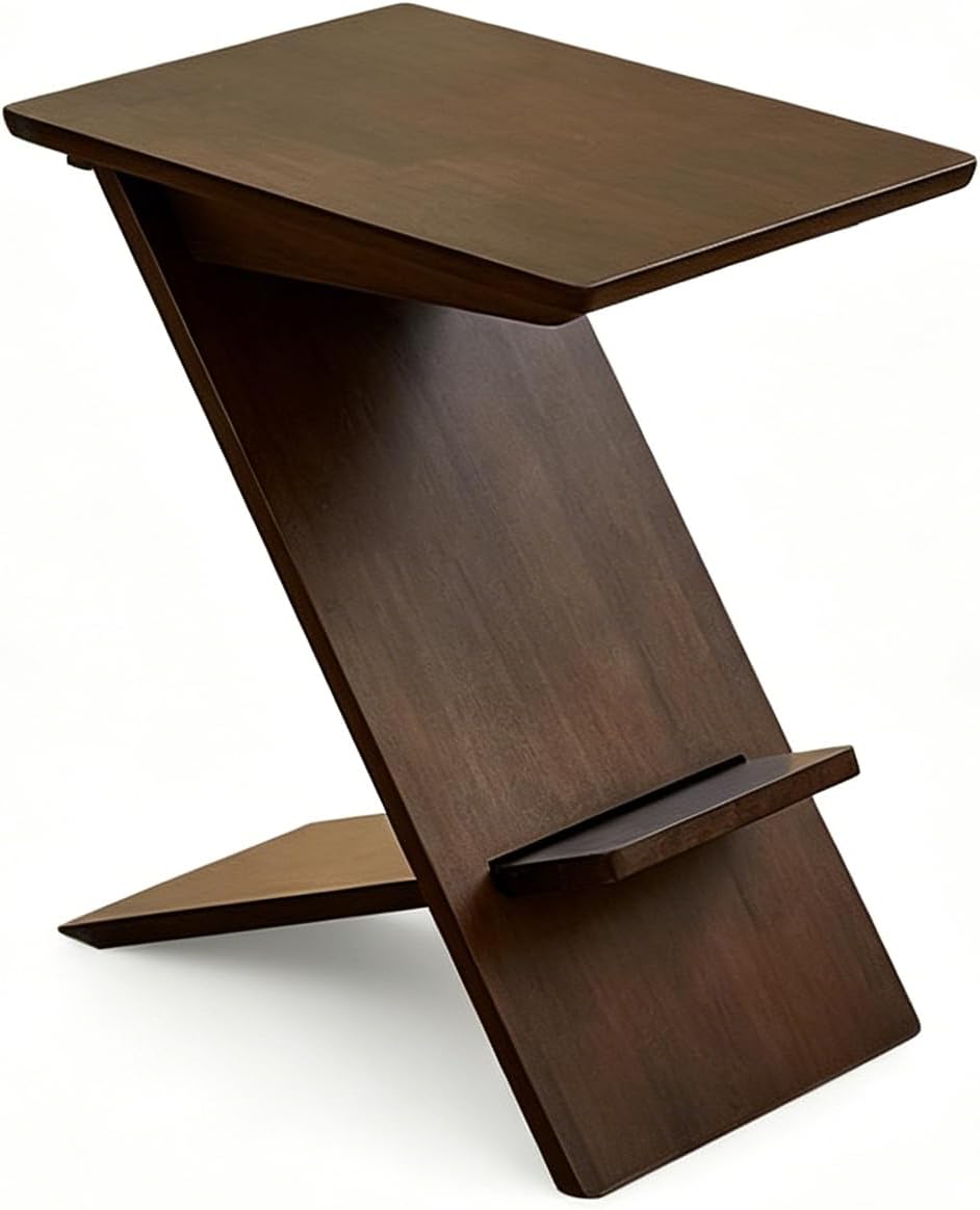 YUNMUARY-C Shaped Couch End Table,Skinny Entryway Table,Modern Wooden Nightstand,11.61 Inches Wide Walnut Slim Side Table for Bedroom,Living Room and Corners,Easy Assembly.