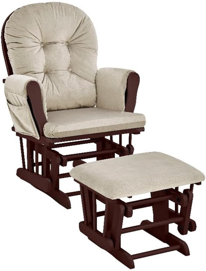 Suite Bebe Mason Glider Rocker with Ottoman, Beige and Espresso