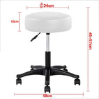 BAKAJI White Faux Leather Round Stool, 34cm Seat, 45-57cm Height