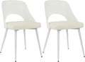 LSSBOUGHT Mid Century Modern Dining Chairs,Shell Lounge Plastic Side Chair with Soft Padded and Wooden Legs for Dining Room Living Room Bedroom Kitchen Set of 2 (Beige)