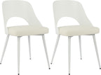 LSSBOUGHT Mid Century Modern Dining Chairs,Shell Lounge Plastic Side Chair with Soft Padded and Wooden Legs for Dining Room Living Room Bedroom Kitchen Set of 2 (Beige)
