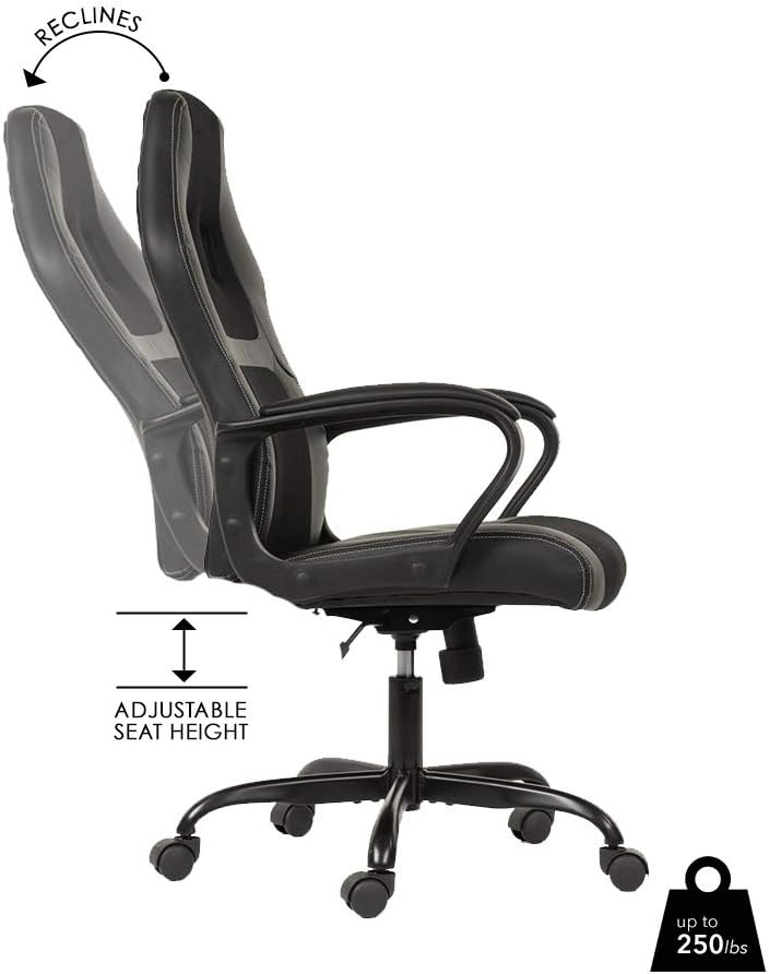 BestOffice Office Chair PC Gaming Chair Cheap Desk Chair Ergonomic PU Leather Executive Computer Chair Lumbar Support for Women, Men (Black)