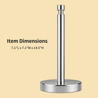 YUMORE Paper Towel Holder Countertop, Paper Towel Holder with Weighted Base Non Slip, Standing Paper Towel Roll Holder for Kitchen Bathroom, Stainles Steel (Chrome)