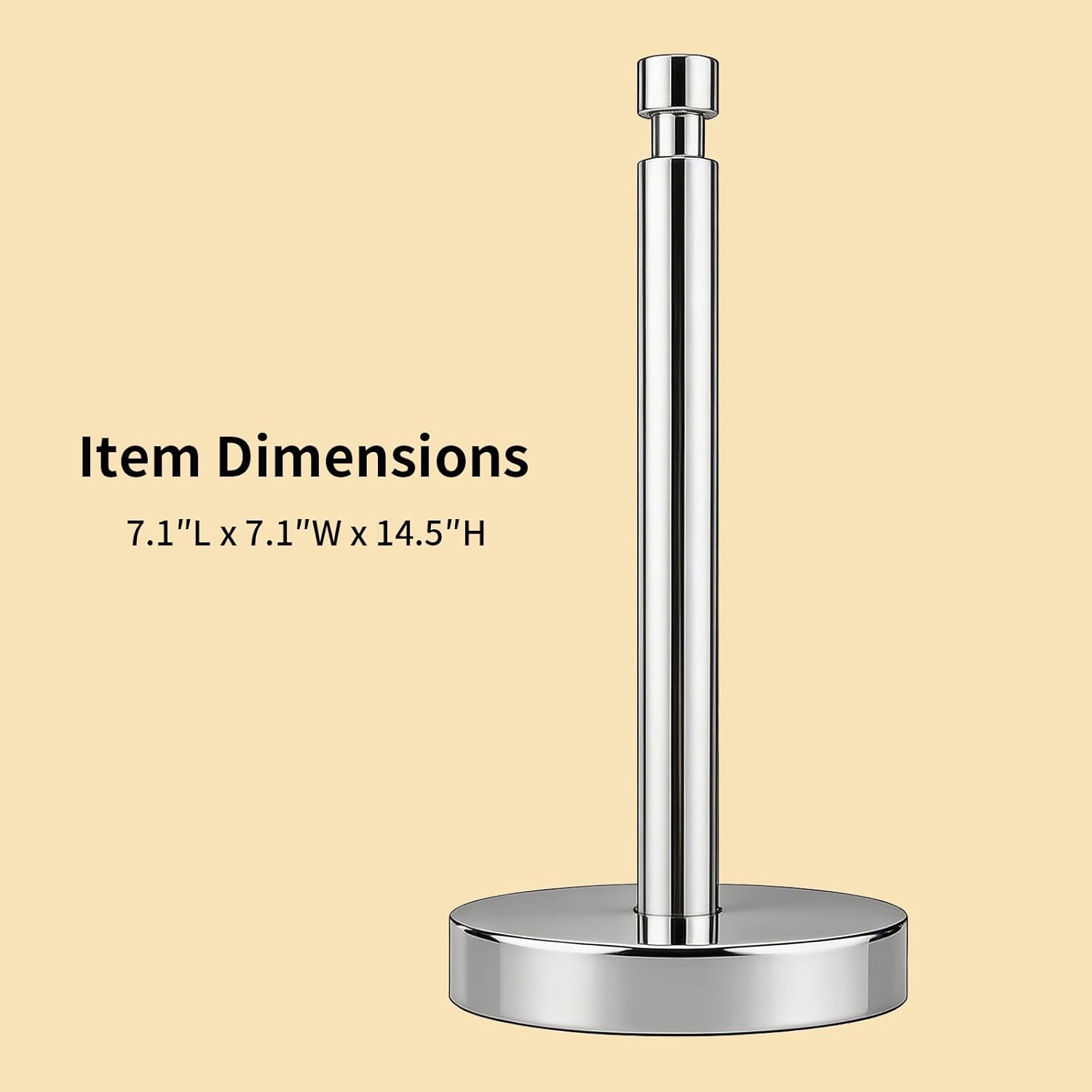 YUMORE Paper Towel Holder Countertop, Paper Towel Holder with Weighted Base Non Slip, Standing Paper Towel Roll Holder for Kitchen Bathroom, Stainles Steel (Chrome)