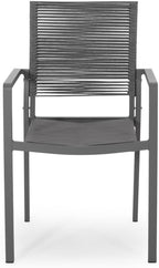 Saiveina Outdoor Modern Aluminum Dining Chair with Rope Seat (Set of 2), Gray and Dark Gray