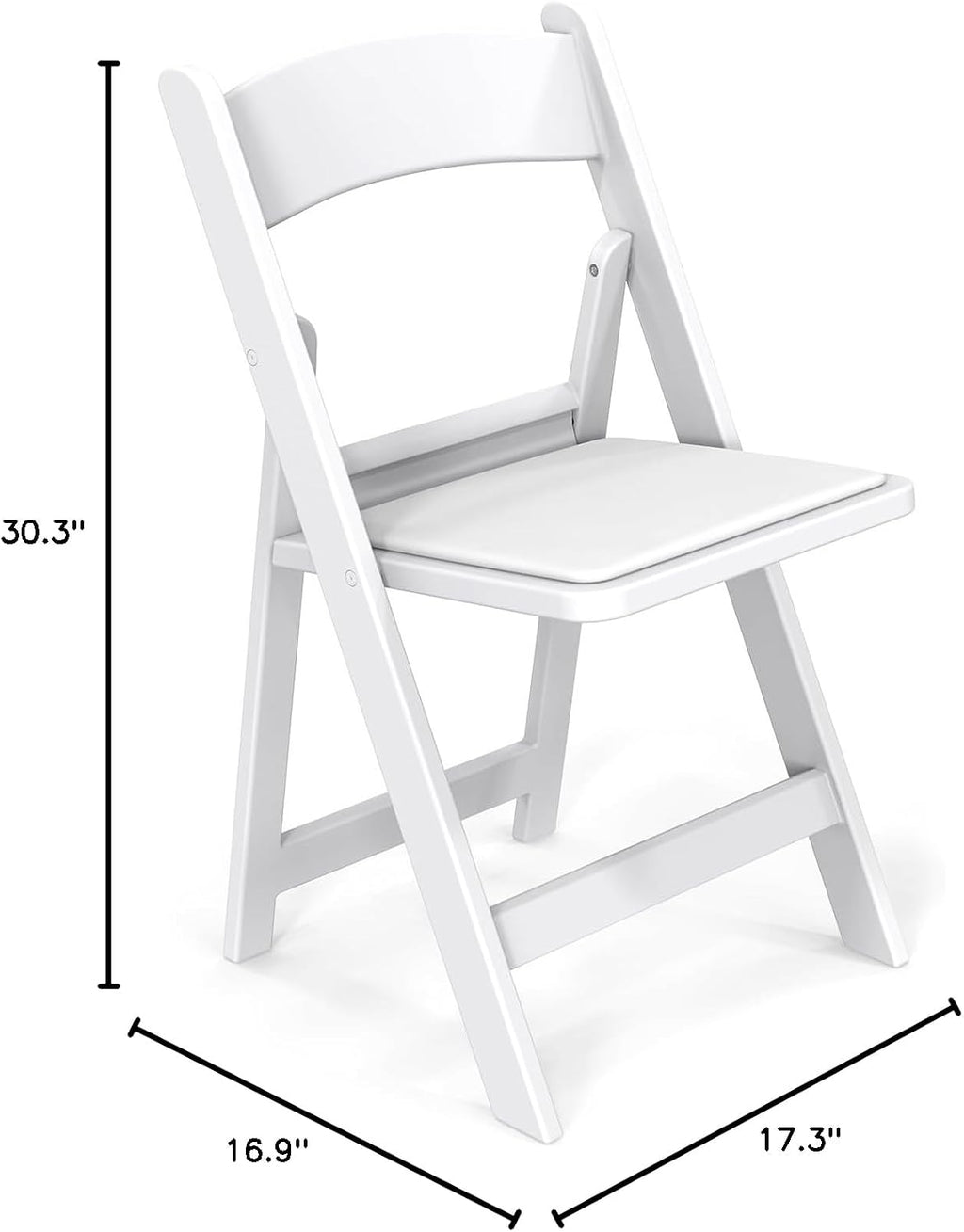 VINGLI White Resin Folding Chair with Padded Cushion, Set of 1, Plastic Foldable Seat for Indoor & Outdoor Use, Comfortable Design for Events, Parties & Home (1, White, M)