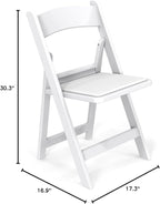 VINGLI White Resin Folding Chair with Padded Cushion, Set of 1, Plastic Foldable Seat for Indoor & Outdoor Use, Comfortable Design for Events, Parties & Home (1, White, M)