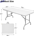 Byliable Folding Table 6ft Portable Heavy Duty Plastic Fold-in-Half Utility Foldable Table Plastic Dining Indoor Outdoor for Camping, Picnic and Party, White