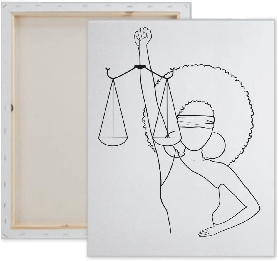 Essenburg Pre Drawn Canvas Lady Justice Paint Kit | Adult & Teen Sip and Paint Party Favor | DIY Date Night Couple Activity (M 12X16 CANVAS ONLY)