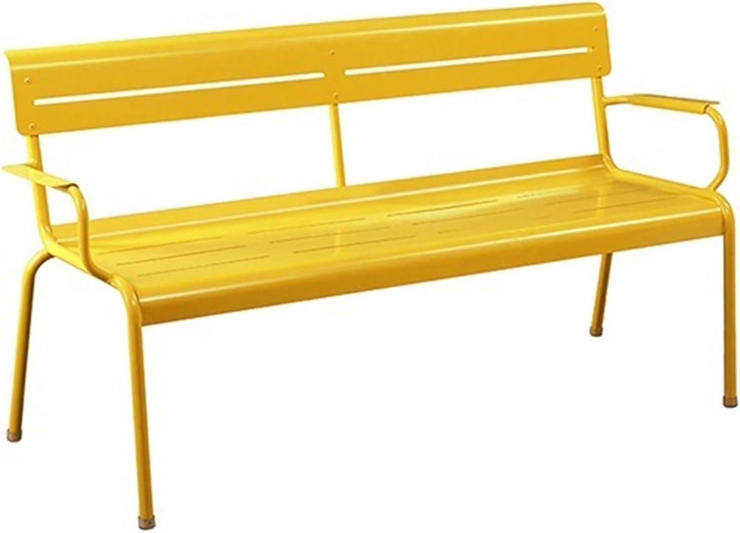 Garden Outdoor Terrace Bench, Aluminum Alloy, with Backrest, Suitable for Balconies, Gardens, Decks, Backyards Seat(Yellow,160x55x82CM)