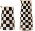 Porlien Checker Porcelain Flower Vase Home Decor Set of 2 with 5.5' High and 8' High Small Indoor Flower Bottles