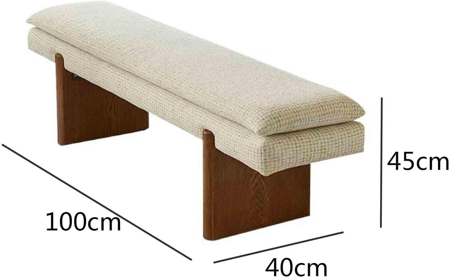 Modern White Bedroom Bench Walk-in Closet Wooden and Fabric Entryway(XS)