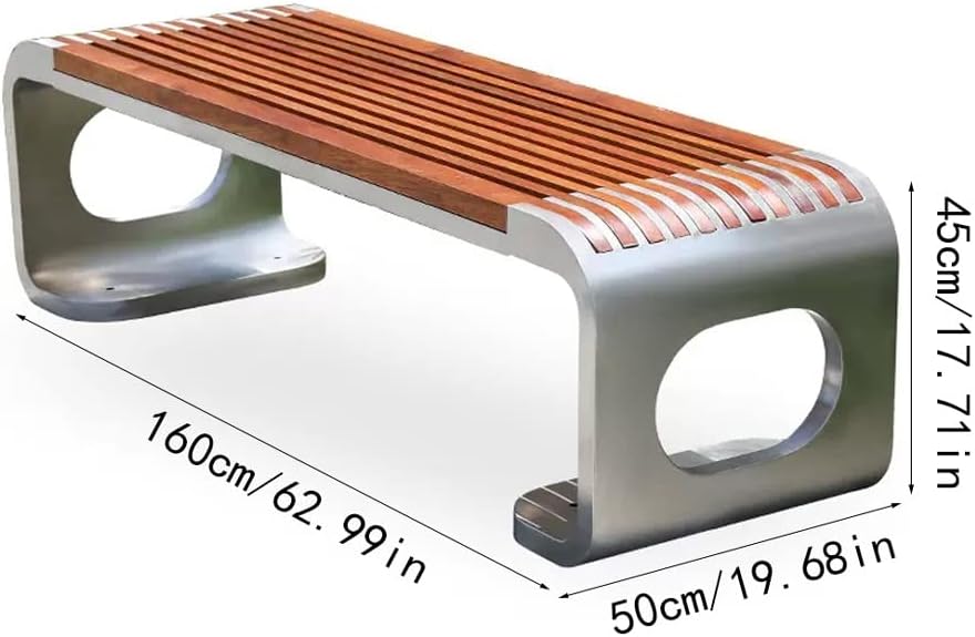 Patio Benches for Outdoors Outdoor Park Chair Garden Solid Wood Leisure Home Open-air Seat Stainless Steel Rest Bench Garden Benches for Outdoors