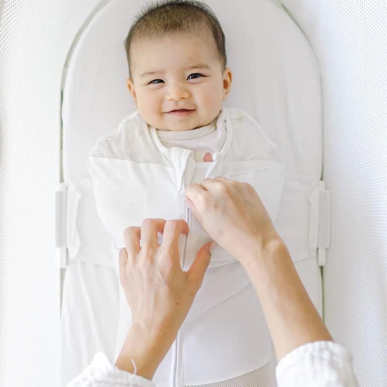 Happiest Baby SNOO Sleep Sack - 100% Organic Cotton Baby Swaddle Blanket - Doctor Designed Promotes Healthy Hip Development (Graphite Stars, Small)