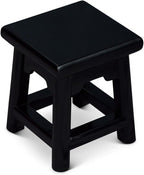 Distressed Black Petite Chinese Village Wooden Bench