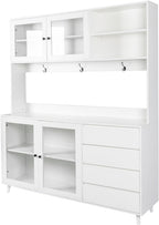 74.8" Tall Freestanding Pantry Cabinet, Large Kitchen Pantry Storage Cabinet with 4 Doors, 4 Drawers and Microwave Rack, Modern Kitchen and Dining Room Furniture (White)