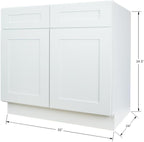 Hollywood Fabiani Design Sink Base Kitchen Cabinet 30 in. W x 24 in. D x 34-1/2 in. H, Shaker White - Solid Wood Frame, 1/2-Inch Cabinet-Grade Plywood Box, Soft-Close Doors, Ready to Assemble