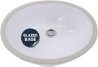 Nantucket Sinks GB-17x14-W Undermount Bathroom Sink – 17"x14" Oval White Bowl Bath Vanity Sink, Glazed Bottom for Open Console, w Overflow – Ceramic, High Gloss, Stain & Scratch Resistant