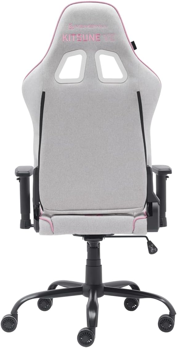 NEWSKILL Kitsune V2 Breathable Fabric Gaming Chair, Lumbar and Cervical Cushions Included, 180 Recliner, Supports up to 300 lbs, Pink