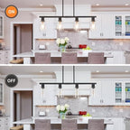 4-Light Kitchen Island Lighting, Black Simplicity Bar Island Lights for Kitchen, Farmhouse Chandelier with Adjustable Height & Clear Glass Shades, Linear Hanging Dining Room Light Fixture Over Table