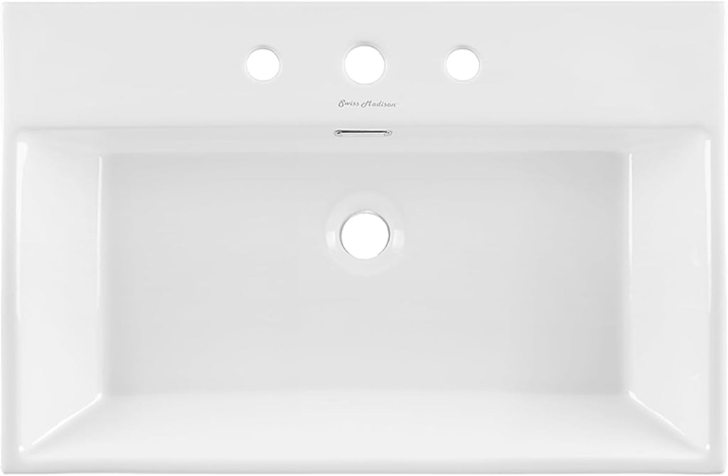 Claire 24" Console Sink White Basin Black Legs with 8" Widespread Holes