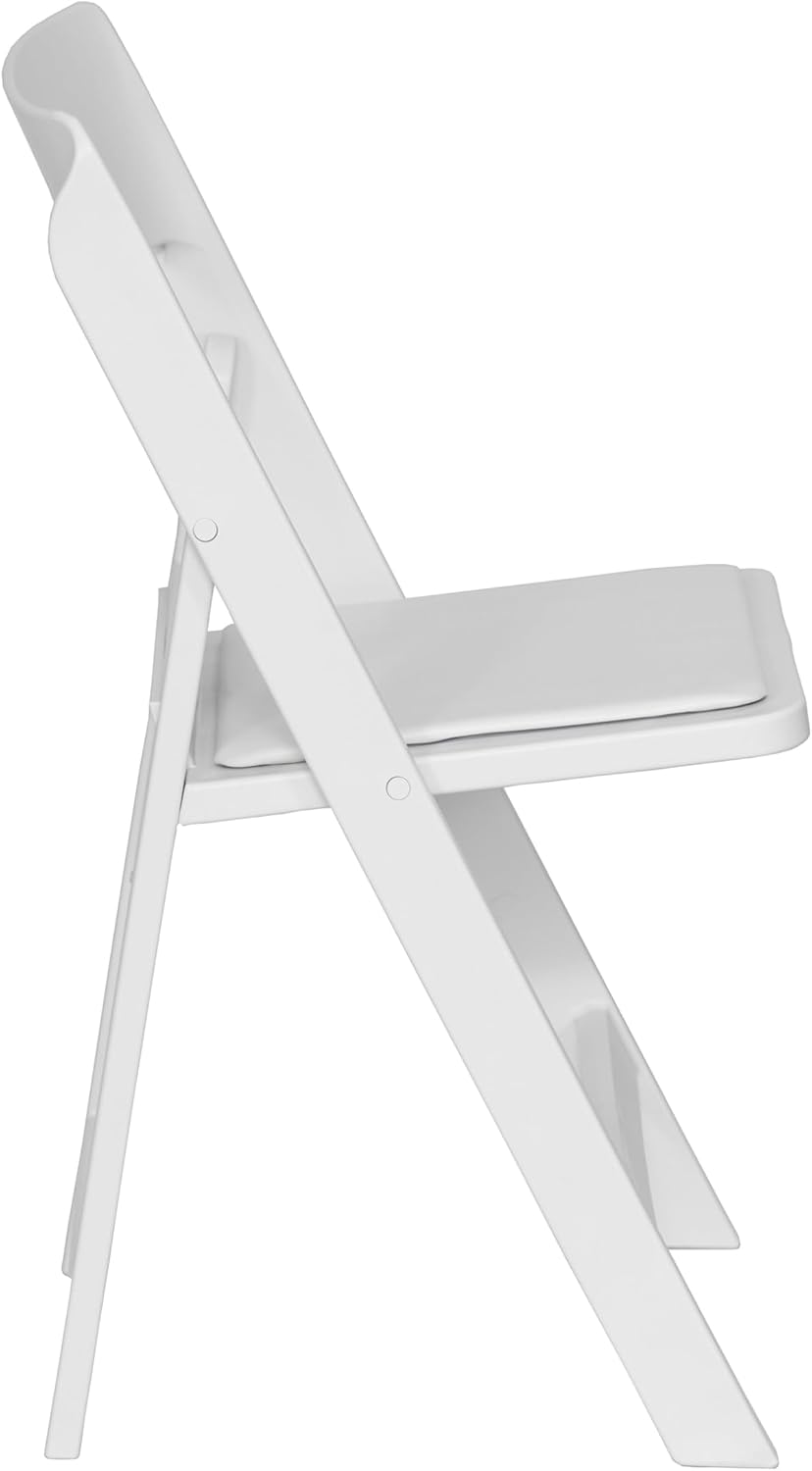 Flash Furniture Hercules Tucker Commercial White Resin Folding Chair - Lightweight, Vinyl Padded Removable Seat, Indoor Outdoor Use, Event & Wedding Ready, Set of 4