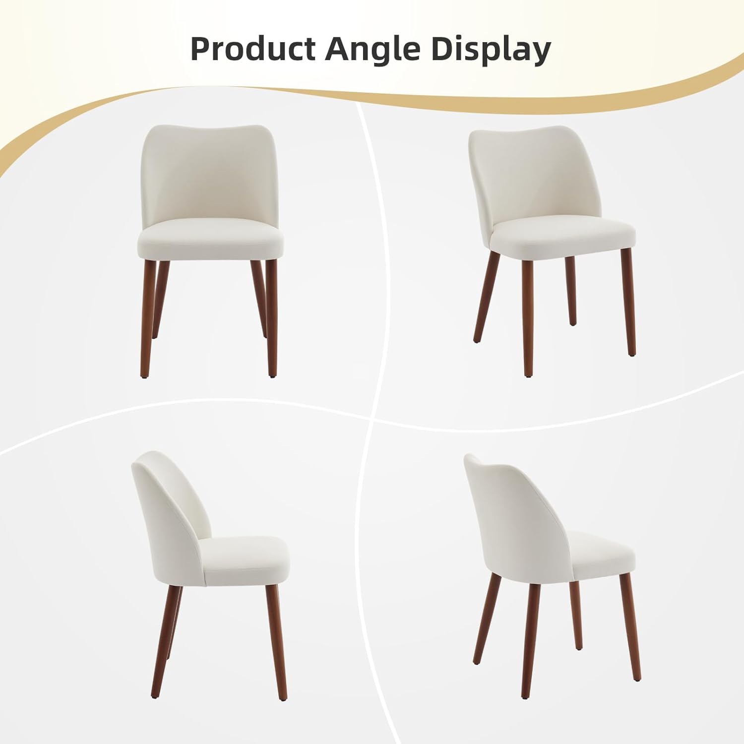 IDEALHOUSE 4 Pieces Fabric Wingback Dining Room Chairs, Comfort Thick Cushioned Kitchen Side Chairs Sturdy Wooden Legs with Anti-Slip Leveling Feet, Modern Leisure Chair for Home Indoor Use, White